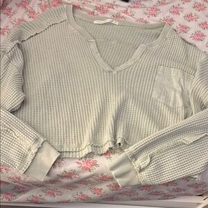 Cozy Knit V-Neck Sweater in Light Gray